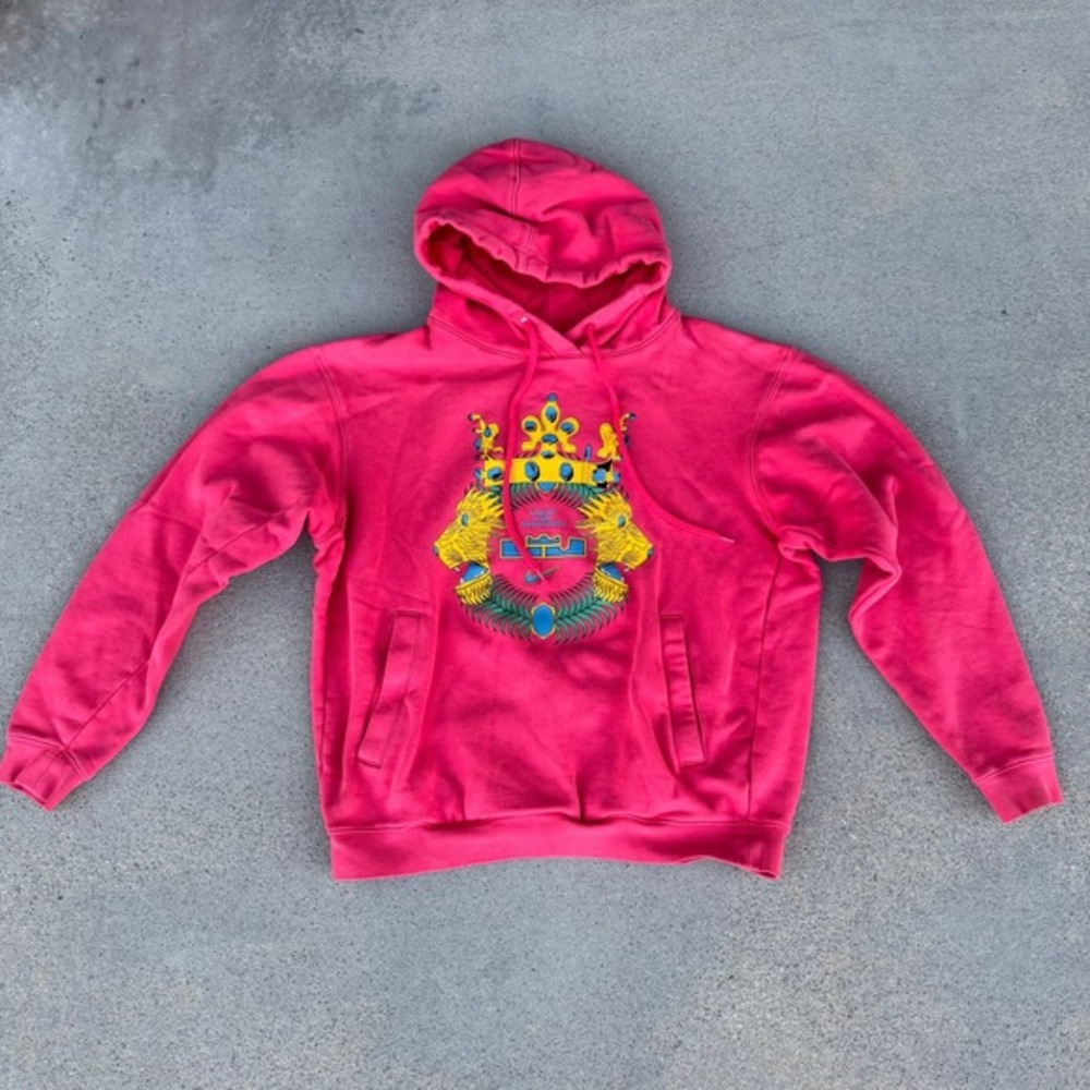 Nike LeBron‎ James King Crown Lion Graphic Hoodie Pink Men Size S